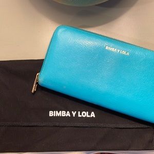 Bimba y Lola turquoise leather wallet